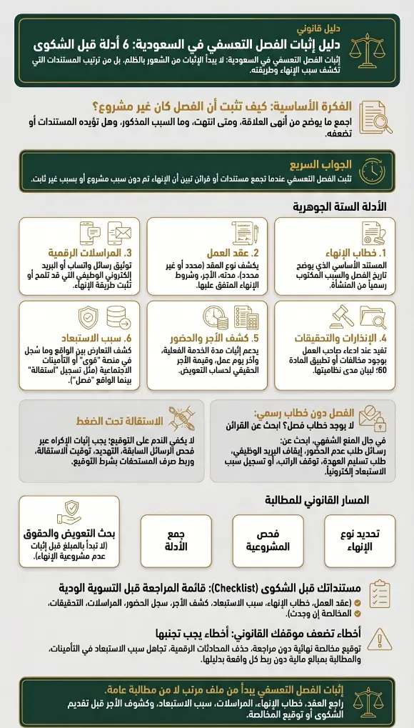 إنفوغرافيك دليل إثبات الفصل التعسفي في السعودية