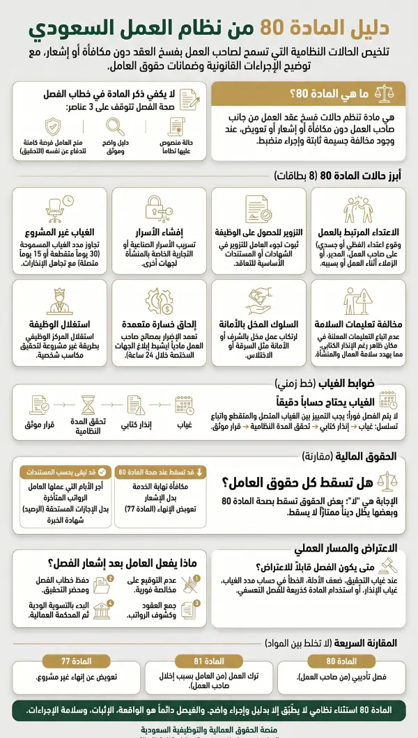 إنفوغرافيك دليل المادة 80 من نظام العمل السعودي